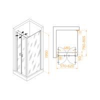 Душевой уголок RGW PA-144 (PA-104 + Z-050-2 + O-104) прямоугольный   60* 80*195 060814468-011 профиль Хром стекло Прозрачное 6 мм RGW