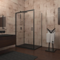Душевой угол раздвижной прямоугольный RV046B-11580-01-C5 1150х800х1950 Цвет профиля Чёрный  Стекло Прозрачное Veconi