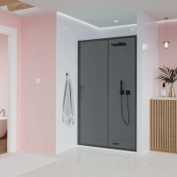 Душевая дверь раздвижная E1-B-170-12-C9 1700x1950 Цвет профиля Чёрный матовый Стекло  Тонированное матовое Veconi