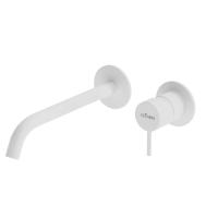 Смеситель для раковины встраиваемый однорычажный, на два отверстия, длина излива 20 см, с донным клапаном Ручка "антикапля" LEAF-BLI2-20-L-BIO Белый матовый ручка  Белый матовый Cezares