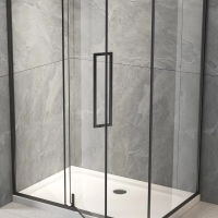 Душевой угол раздвижной прямоугольный RV033B-8080-01-C7 800х800х1950 Цвет профиля Чёрный матовый Стекло Прозрачное Veconi