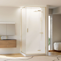 Душевой угол раздвижной прямоугольный RV073RG/R-9090-06-C4 900х900х1950 Цвет профиля Золото брашинг Стекло Дождь Veconi